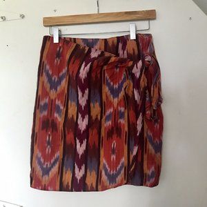 Vintage Colorful Ikat Cotton Resort Skirt